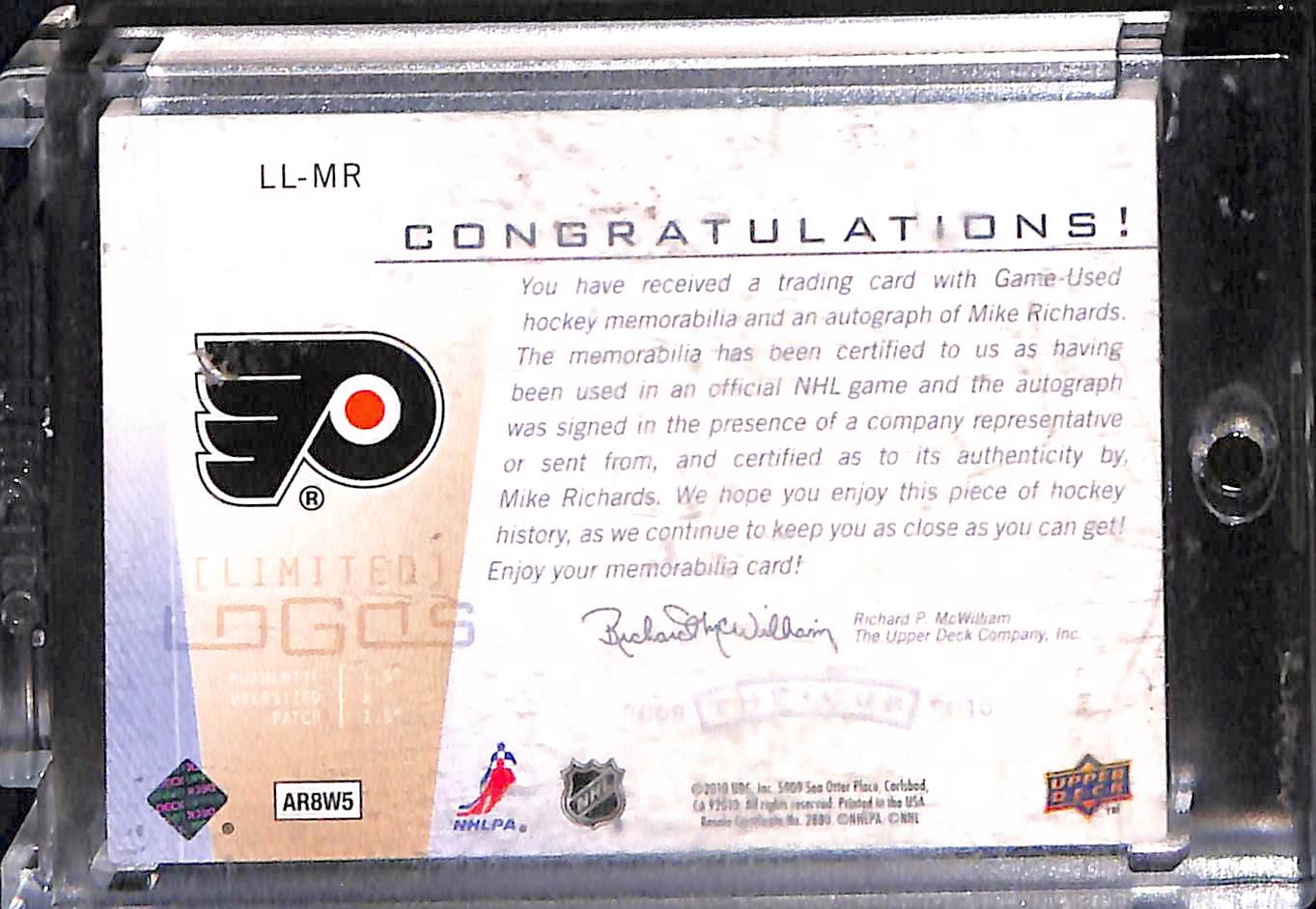 2008 Upper Deck The Cup Limited Logos Mike Richards #LL-MR 03/50 Game-Used Patch