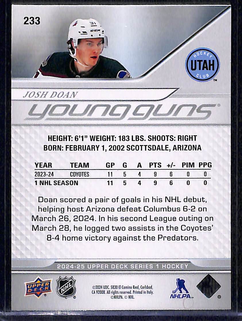 2024-2025 Upper Deck Series 1 Josh Doan #233