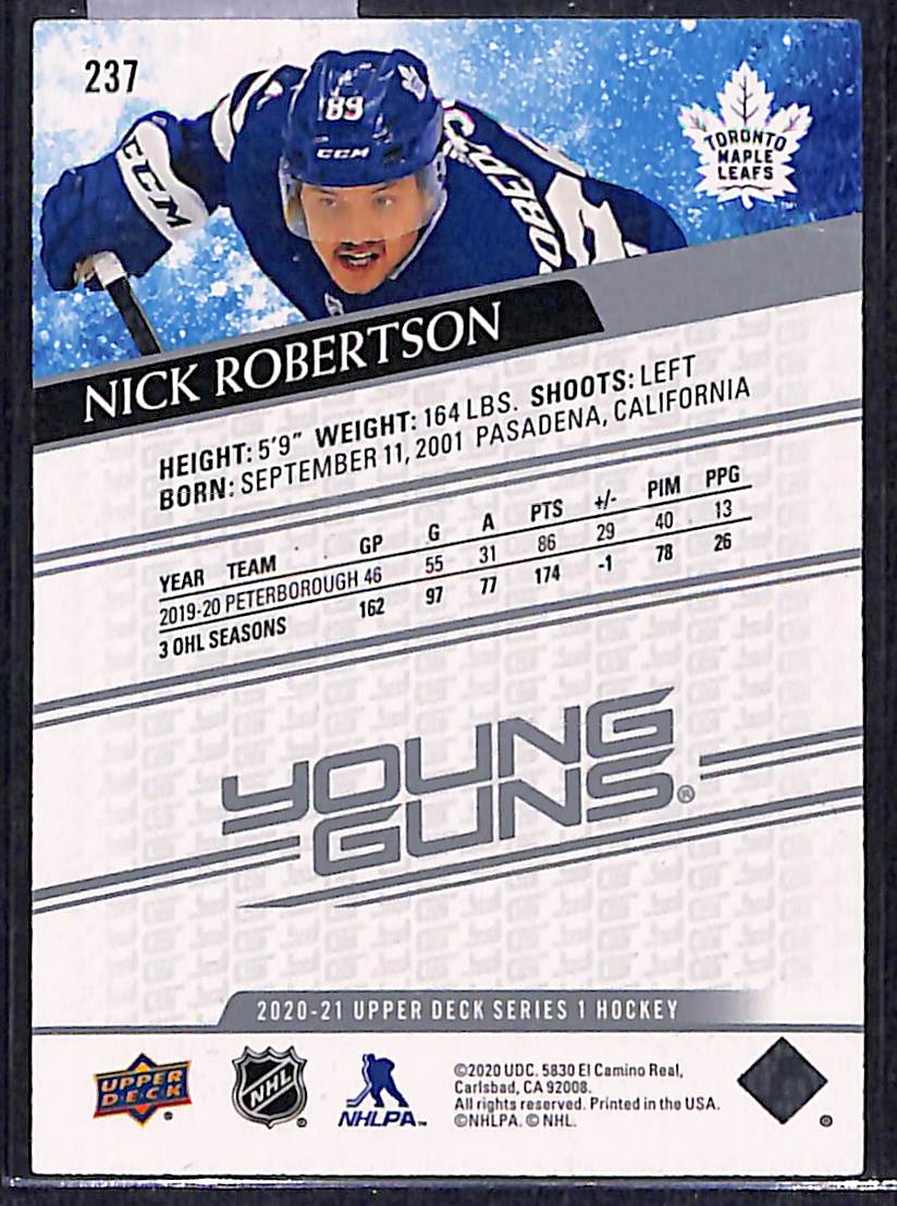 2020-21 Upper Deck Series 1 Nick Robertson #237