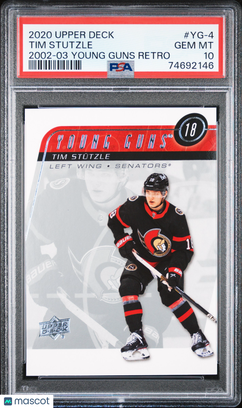 2020 Upper Deck 2002-03 Young Guns Retro Tim Stutzle #YG-4 PSA 10