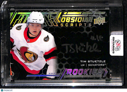 2020-21 Upper Deck Black Tim Stützle #DRS-TS Obsidian Scripts Rookies Autograph