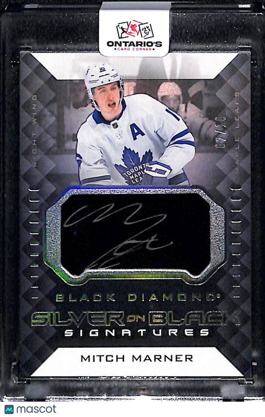 2022 2021-22 Upper Deck Black Diamond Mitch Marner #SB-MM Silver on Black Signatures Autograph 2/10