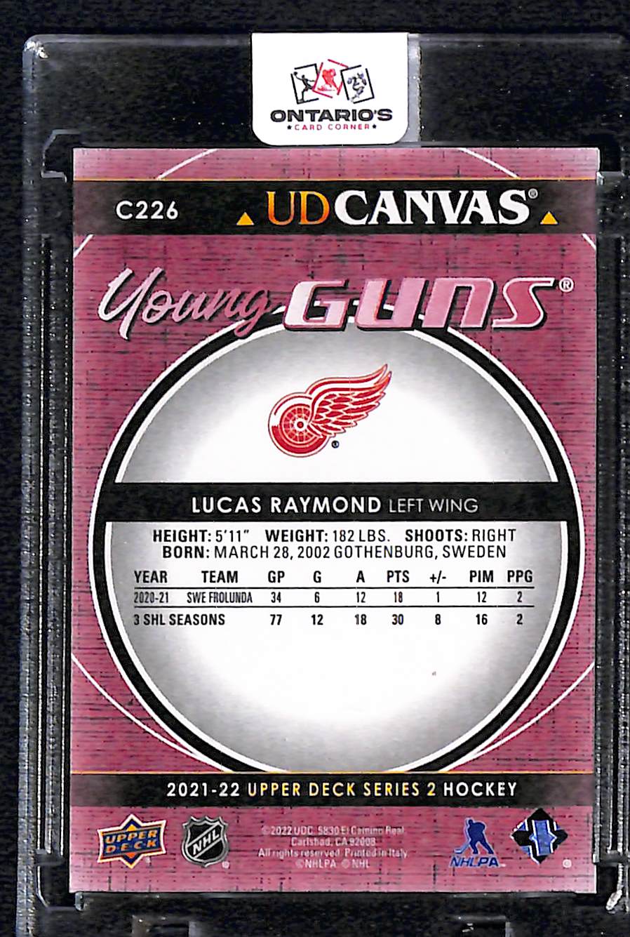 2021 Upper Deck Series 2 UD Canvas Young Guns Lucas Raymond #C226