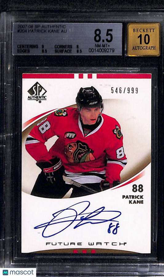 2007 SP Authentic Patrick Kane #204 Rookie BGS 8.5 Auto 10