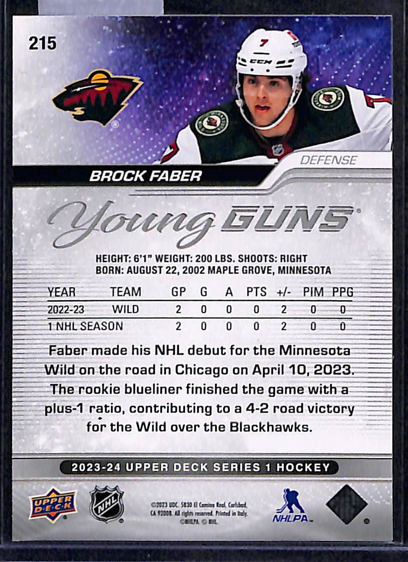 2023-24 Upper Deck Series 1 Brock Faber #215