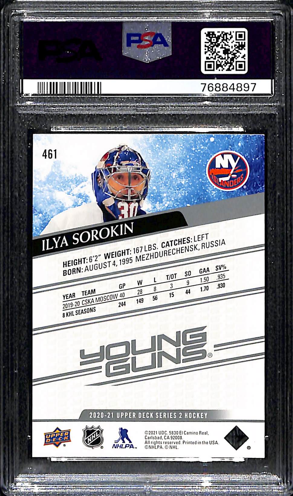 2020 Upper Deck Ilya Sorokin #461 PSA 10