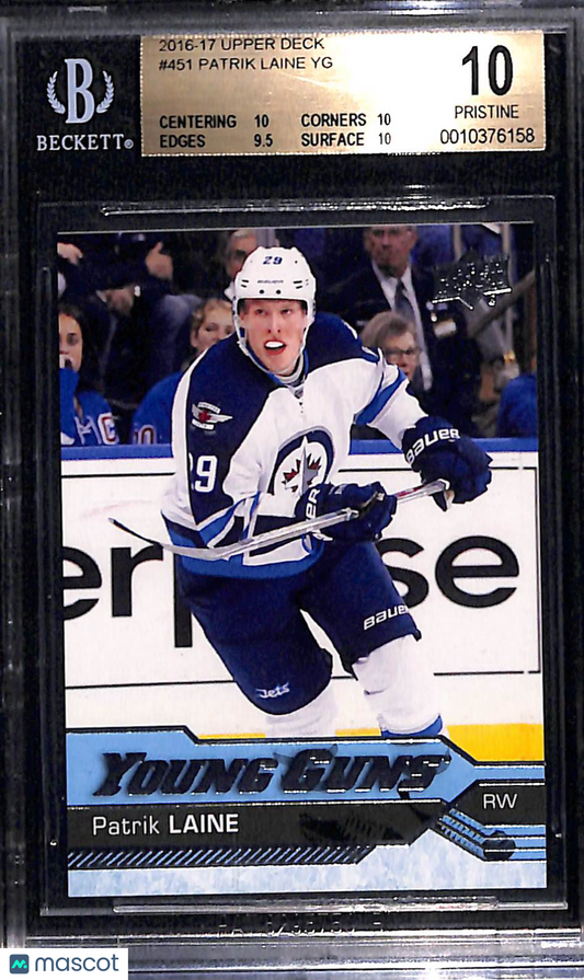 2016 Upper Deck Patrik Laine YG #451 Rookie BGS 10