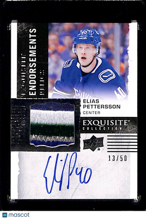 2019 2018-19 Upper Deck The Cup Elias Pettersson #ER-EP Rookie Endorsements Relics /50