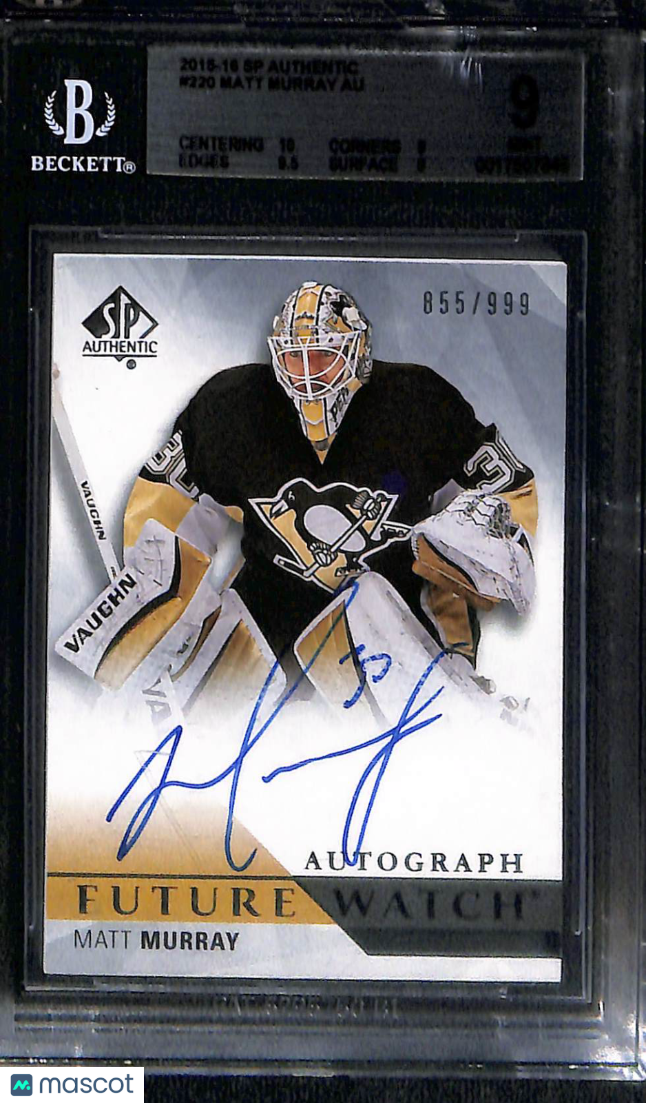 2015 SP Authentic Matt Murray #220 Rookie BGS 9 Auto 9