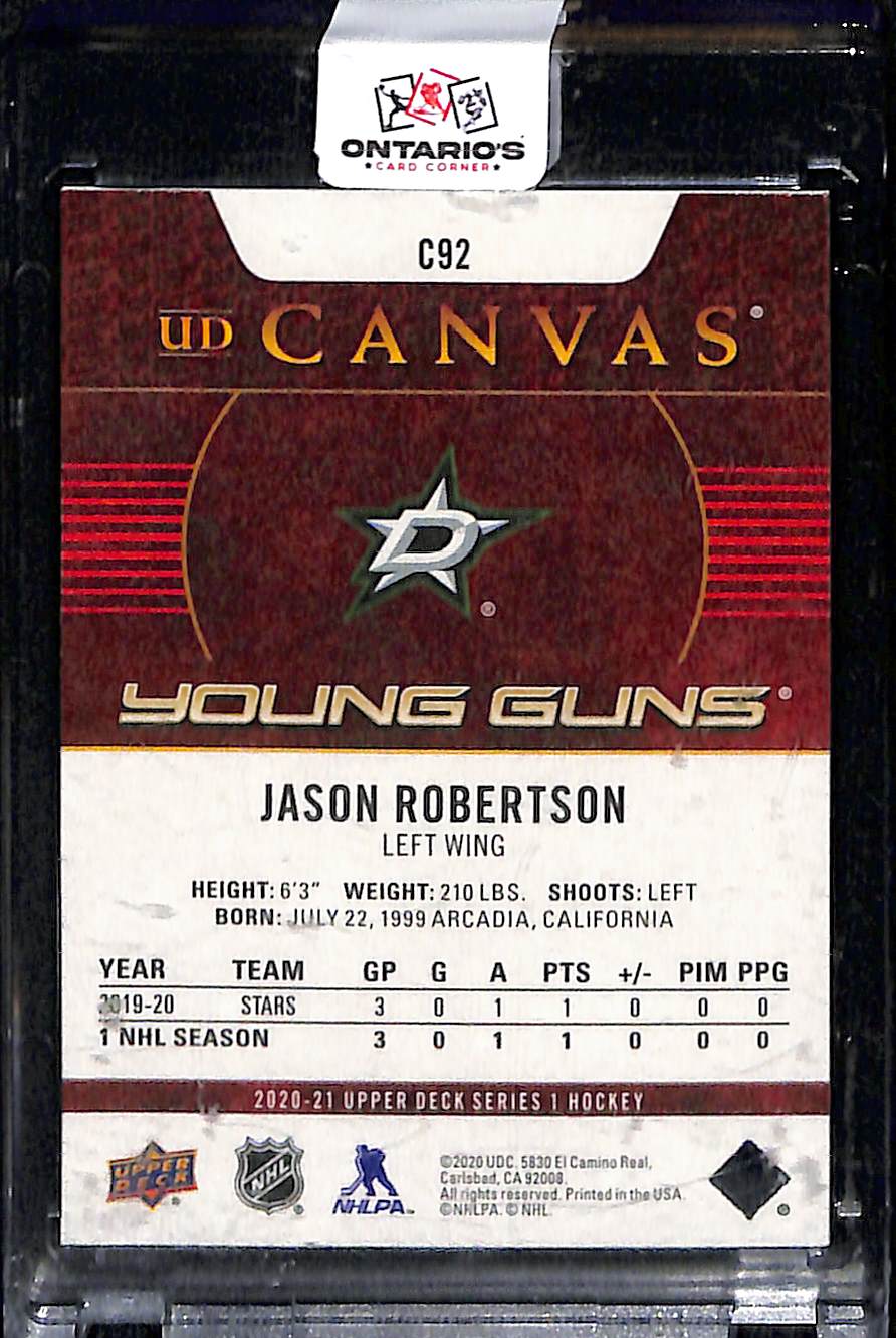 2020 Upper Deck Series 1 Young Guns Jason Robertson #C92 Canvas