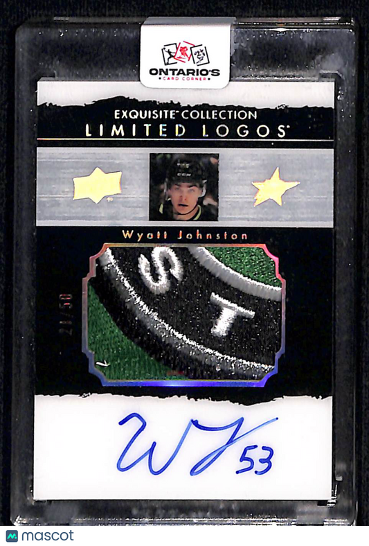 2021 2022-23 Upper Deck Exquisite Collection Wyatt Johnston #LLT-WJ Limited Logos Autograph Patch 21/50