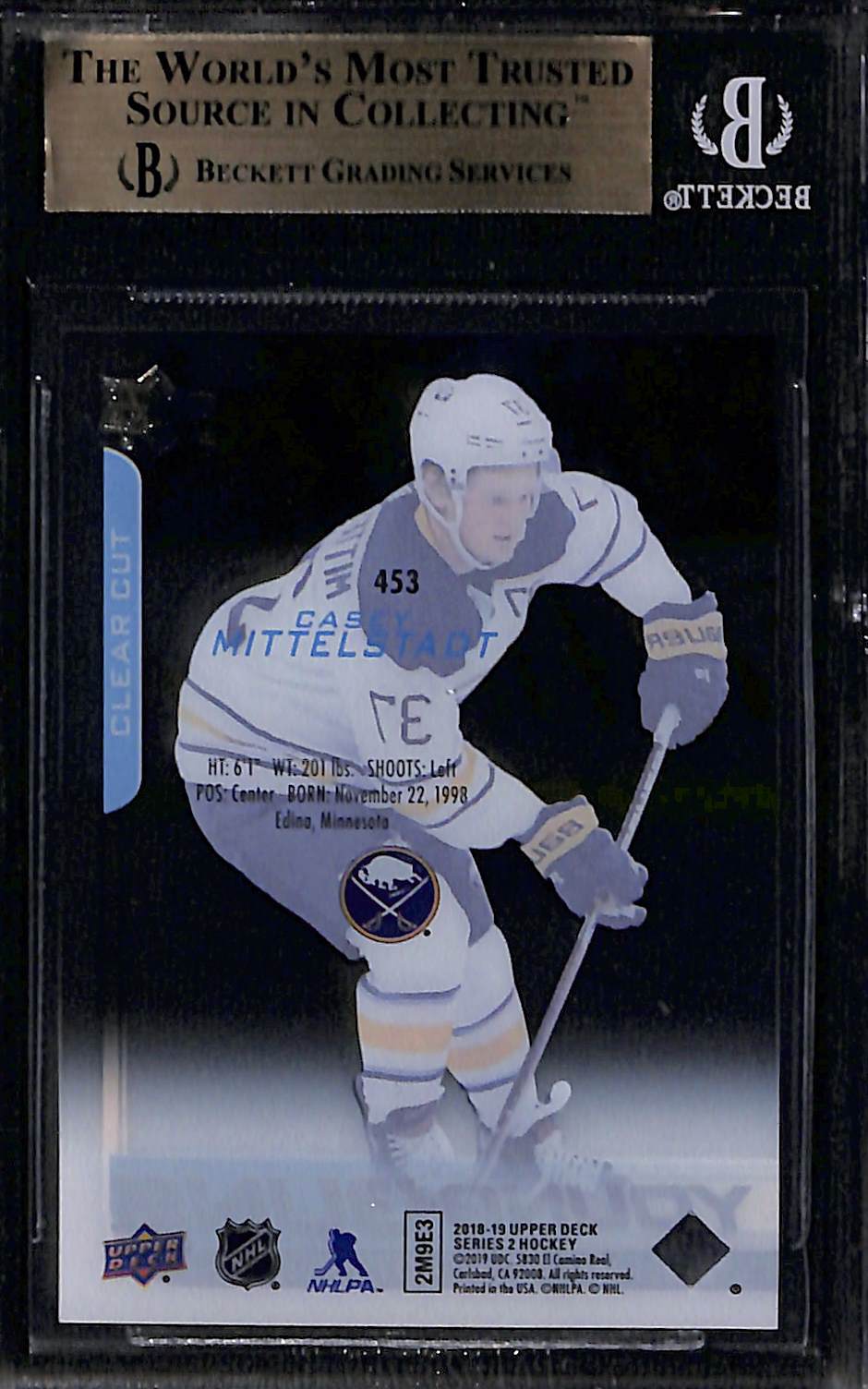 2018 Upper Deck Clear Cut Casey Mittelstadt YG #453 BGS 9.5