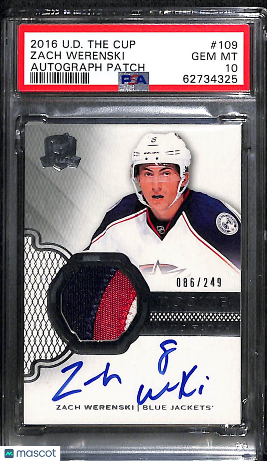 2016 Upper Deck The Cup Zach Werenski #109 Autograph Patch PSA 10