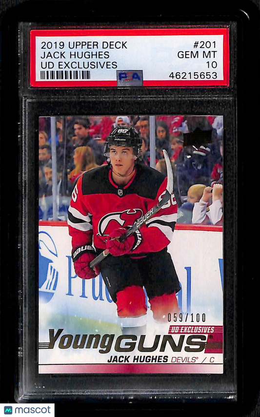 2019 Upper Deck Jack Hughes #201 UD Exclusives PSA 10