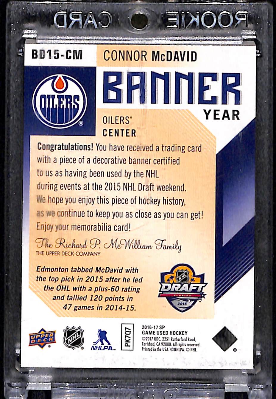 2016-17 Upper Deck SP Game Used Connor McDavid #C