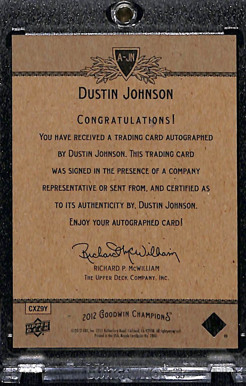 2012 Upper Deck Goodwin Champions Dustin Johnson #A-JN