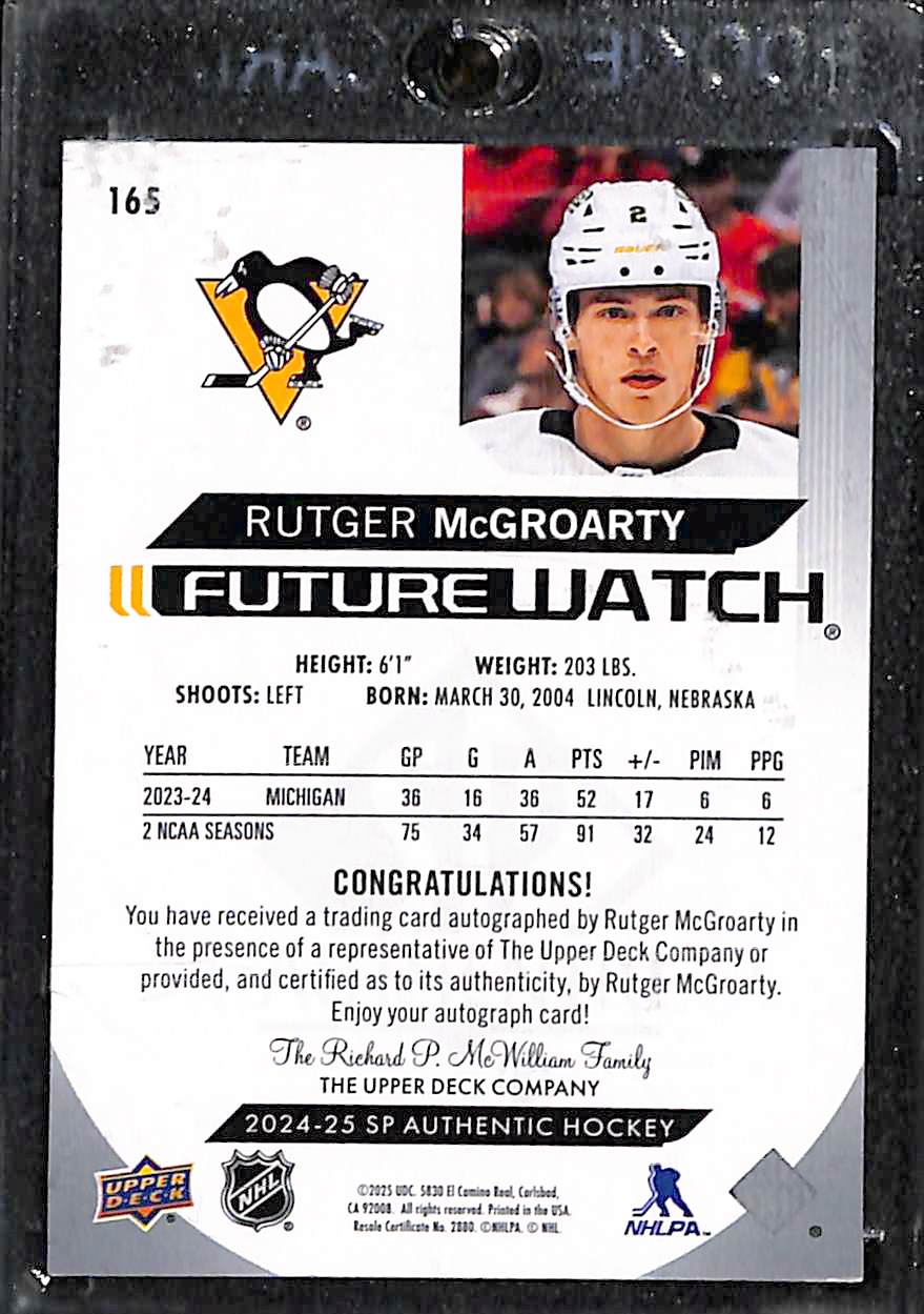 2024-25 Upper Deck SP Authentic Future Watch Rutger McGroarty #165 Autograph 791/999