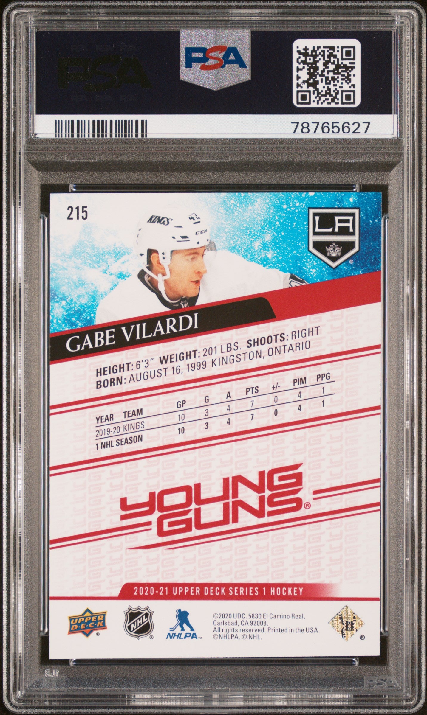 2020 Upper Deck Gabe Vilardi #215 UD Exclusives 049/100 PSA 9