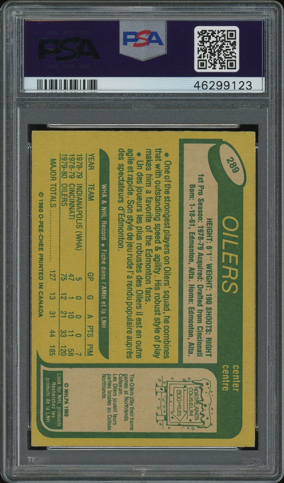 1980 O-Pee-Chee Mark Messier #289 PSA 8