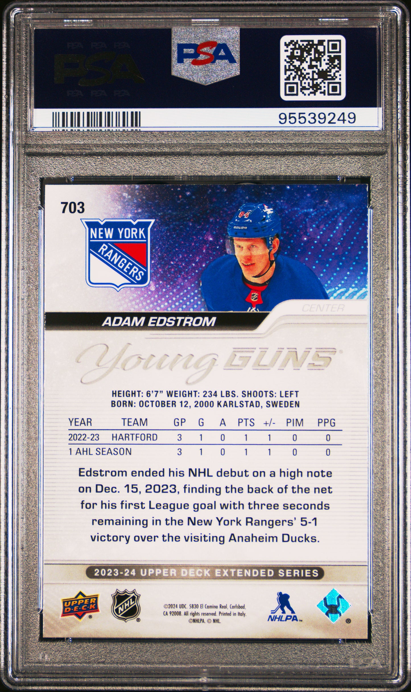 2023 Upper Deck Adam Edstrom #703 PSA 8