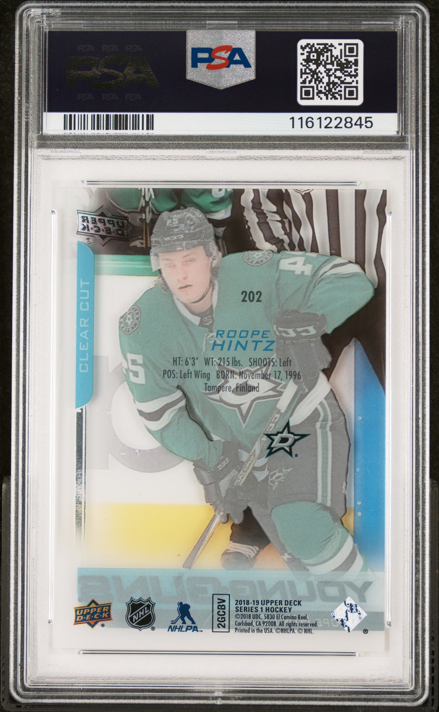2018 Upper Deck Roope Hintz #202 Clear Cut PSA 9