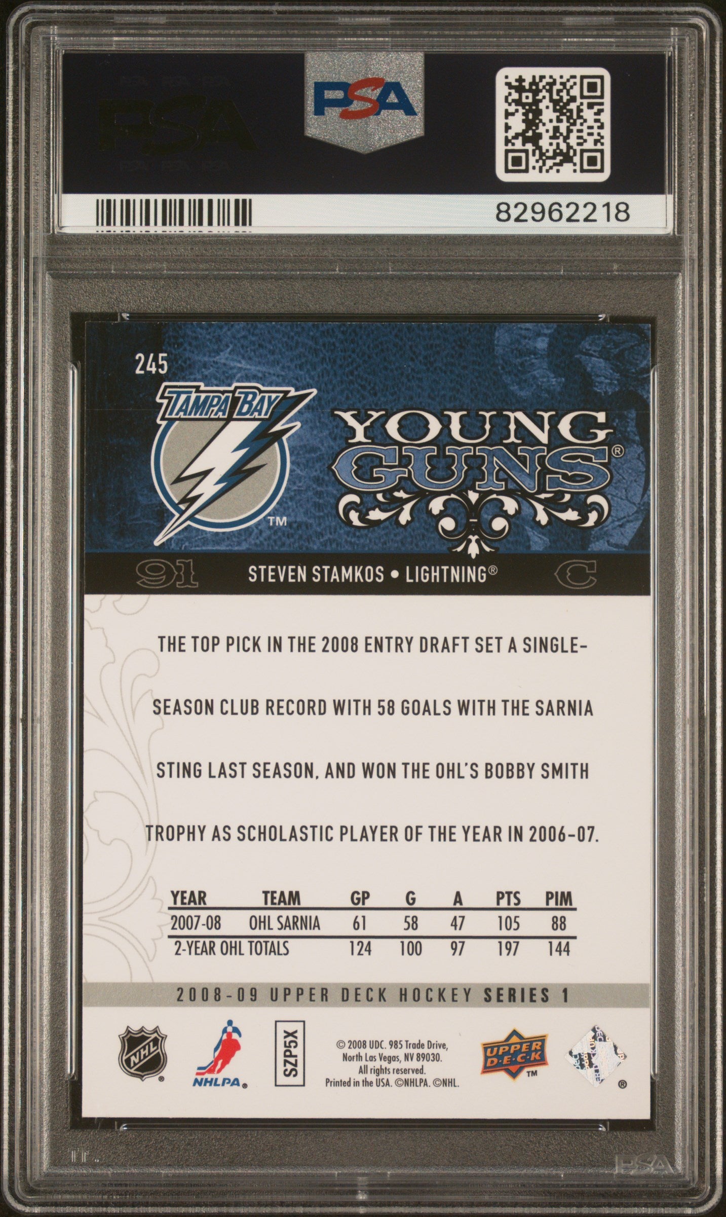 2008 Upper Deck Steven Stamkos #245 PSA 10
