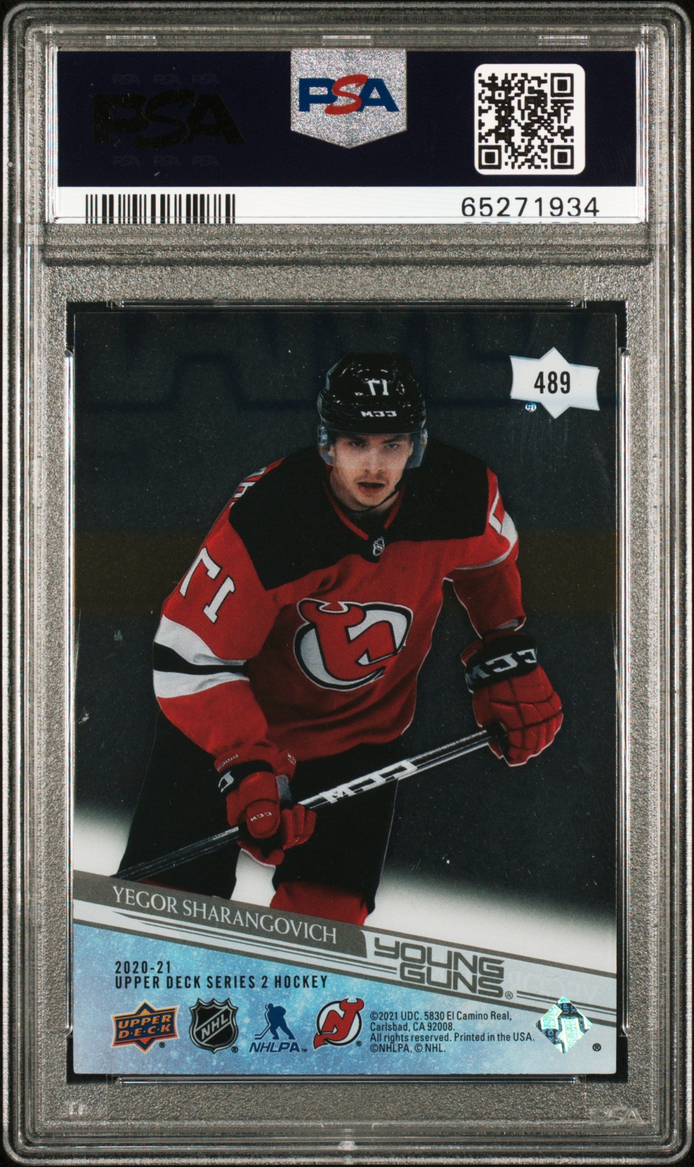 2020 Upper Deck Yegor Sharangovich #489 Clear Cut PSA 10