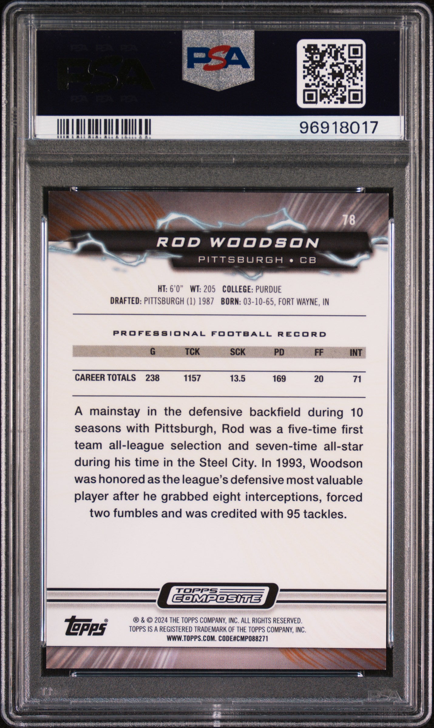 2023 Topps Composite Rod Woodson #78 PSA 9