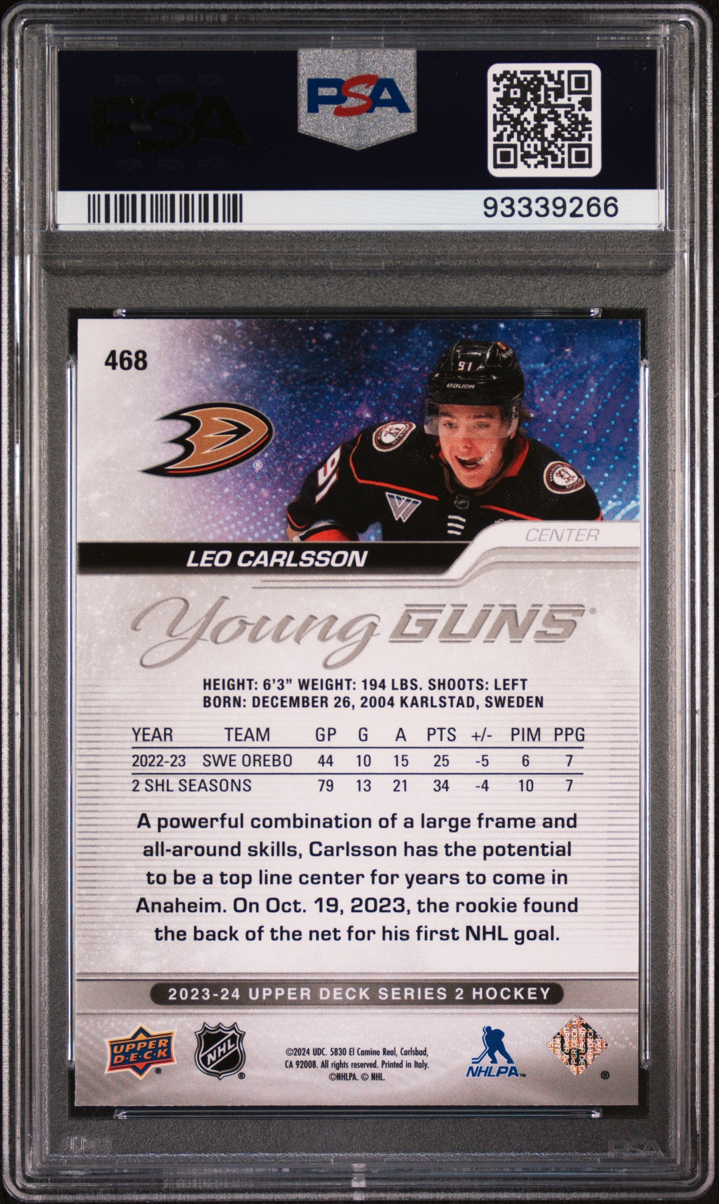 2023 Upper Deck Leo Carlsson #468 PSA 10