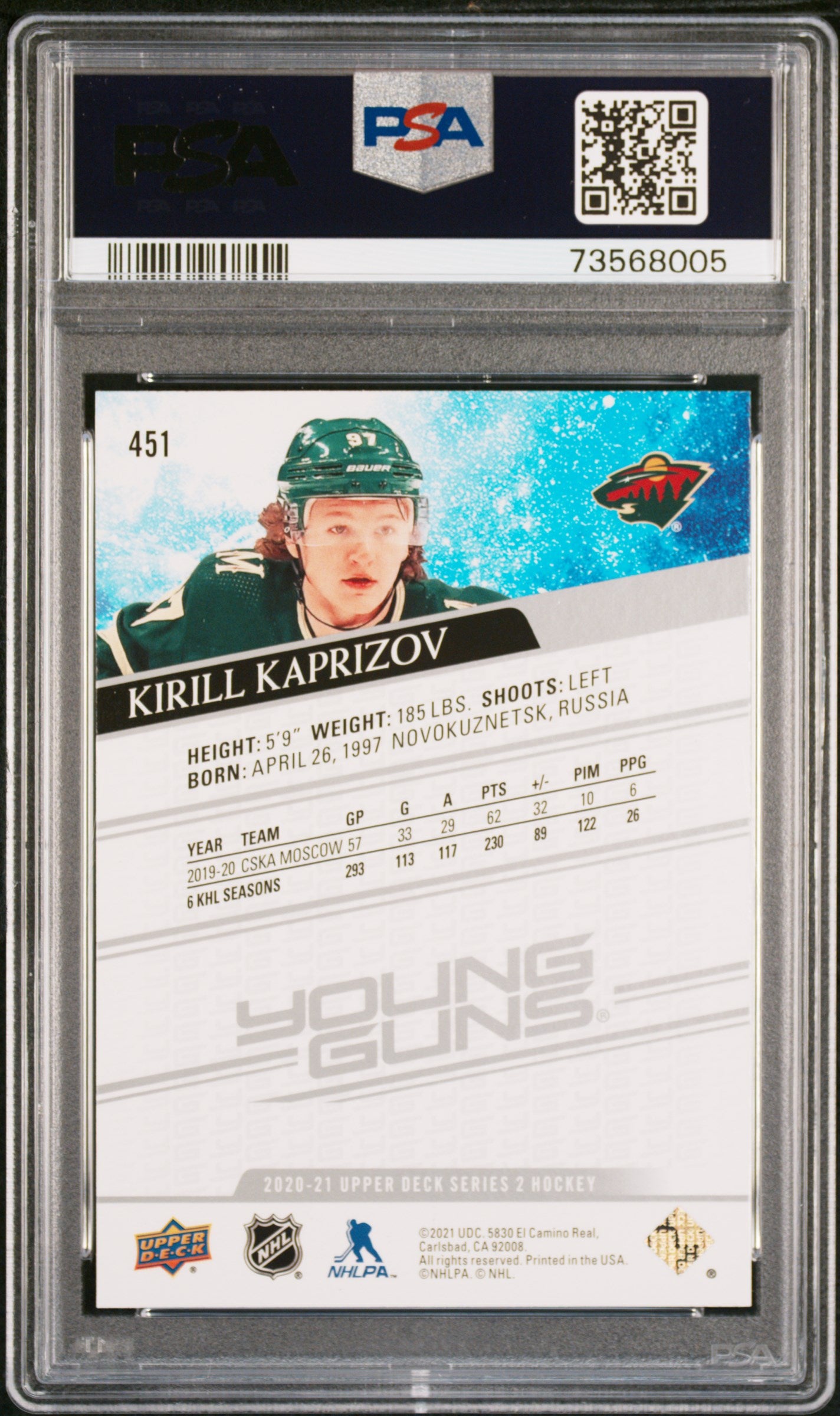 2020 Upper Deck Kirill Kaprizov #451 PSA 10
