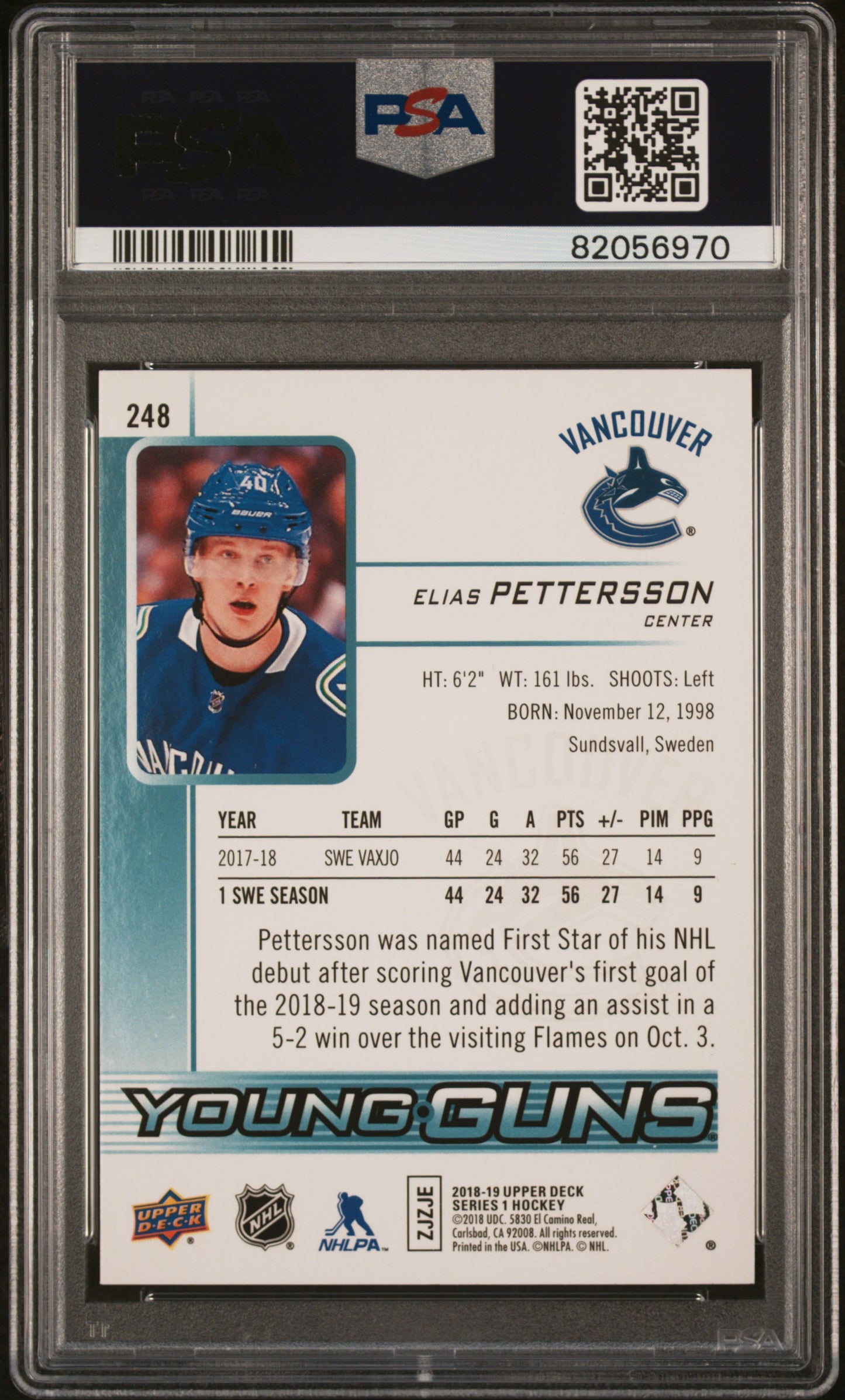 2018 Upper Deck Elias Pettersson #248 PSA 10