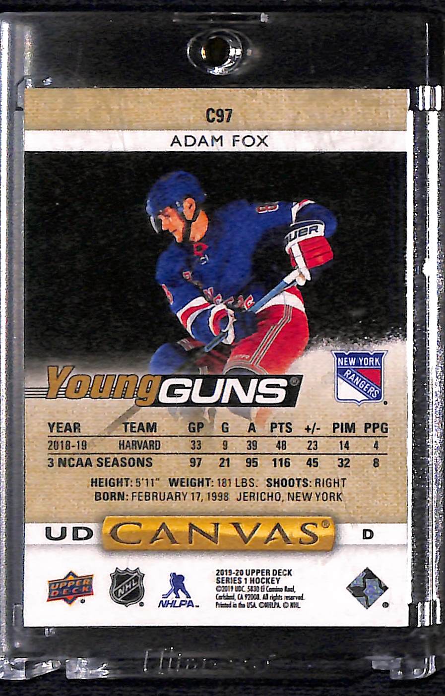 1998 2019-20 Upper Deck Canvas Young Guns Adam Fox #C97
