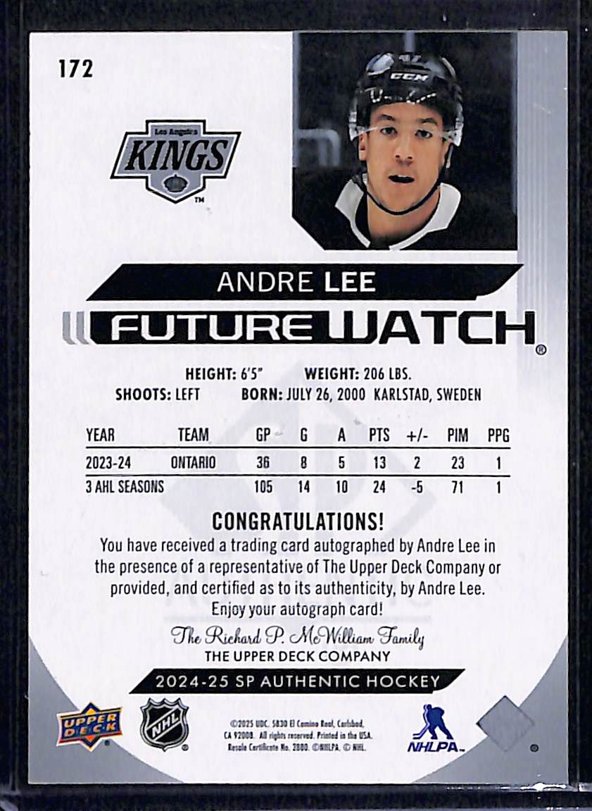 2025 2023-24 Upper Deck SP Authentic Future Watch Andre Lee #172