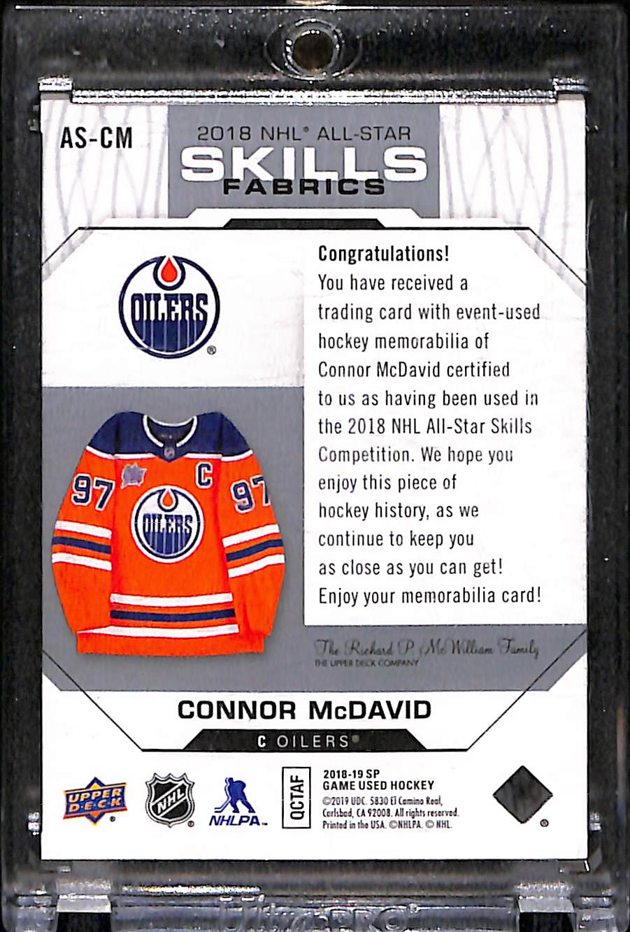 2018-19 Upper Deck SP Game Used Connor McDavid #AS-CM