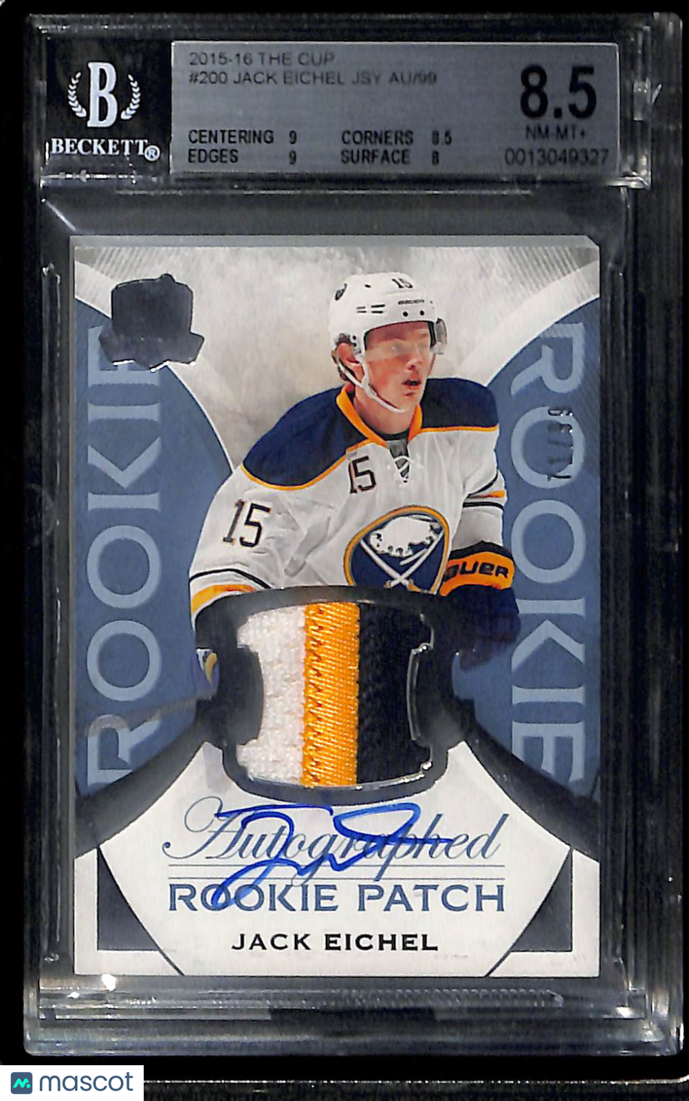 2015 The Cup 99 XRC Jack Eichel JSY #200B /99 AU/99 BGS 8.5 Auto 10