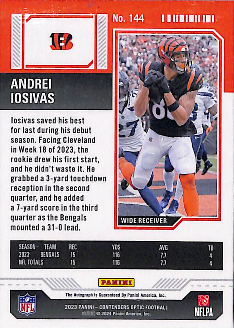 2023 Panini Contenders Optic Andrei Iosivas #144