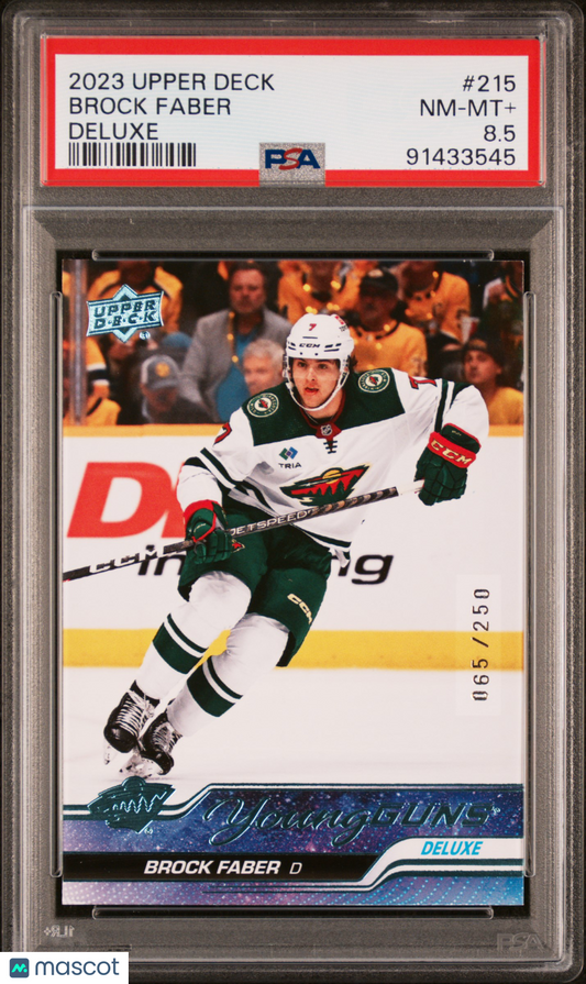 2023 Upper Deck Brock Faber #215 Deluxe 065/250 PSA 8.5