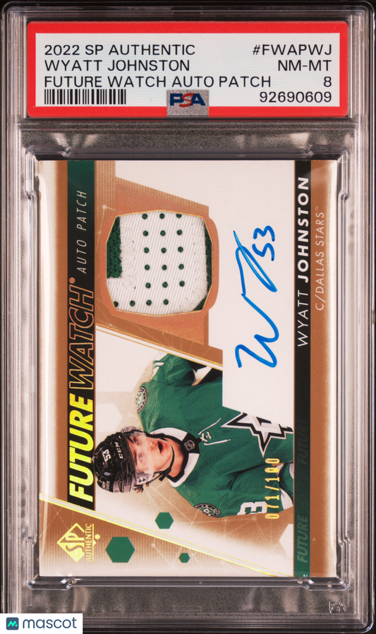 2022 SP Authentic Future Watch Autograph Patch Wyatt Johnston #FWAPWJ 071/100 PSA 8