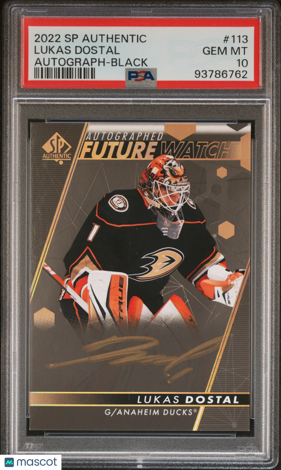 2022 SP Authentic Lukas Dostal #113 Autograph Black PSA 10