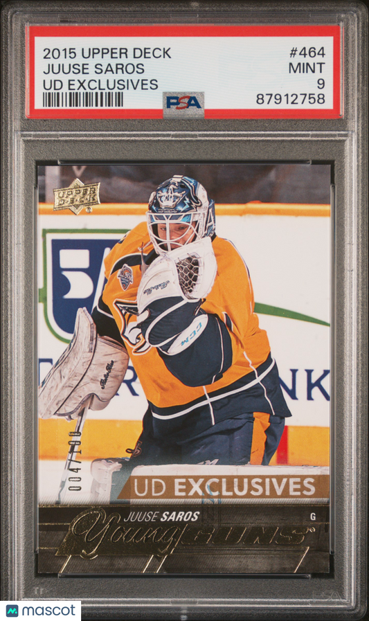 2015 Upper Deck Juuse Saros #464 UD Exclusives PSA 9