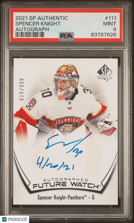 2021 SP Authentic Spencer Knight #111 Autograph PSA 9