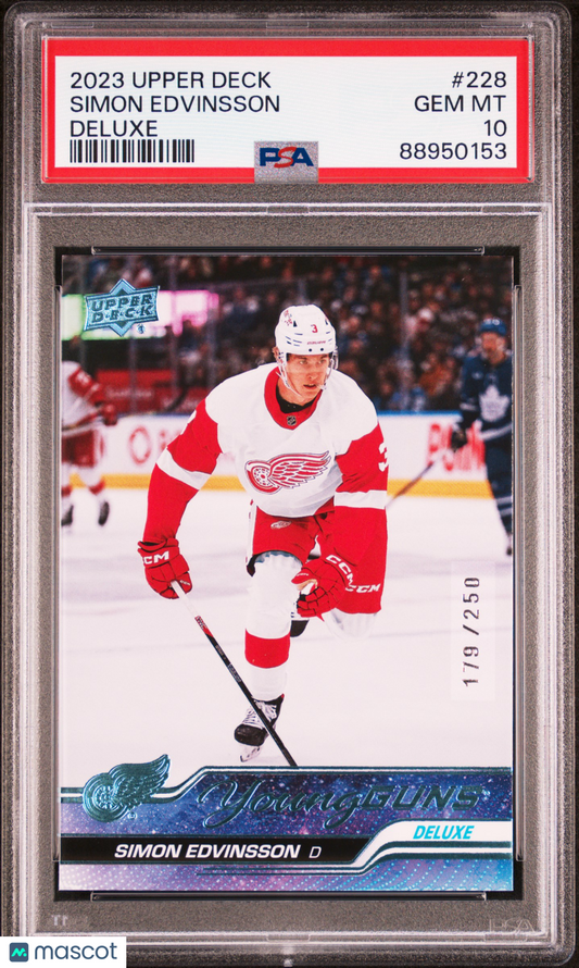 2023 Upper Deck Simon Edvinsson #228 Deluxe 179 /250 PSA 10
