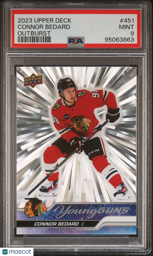 2023 Upper Deck Connor Bedard #451 Outburst PSA 9