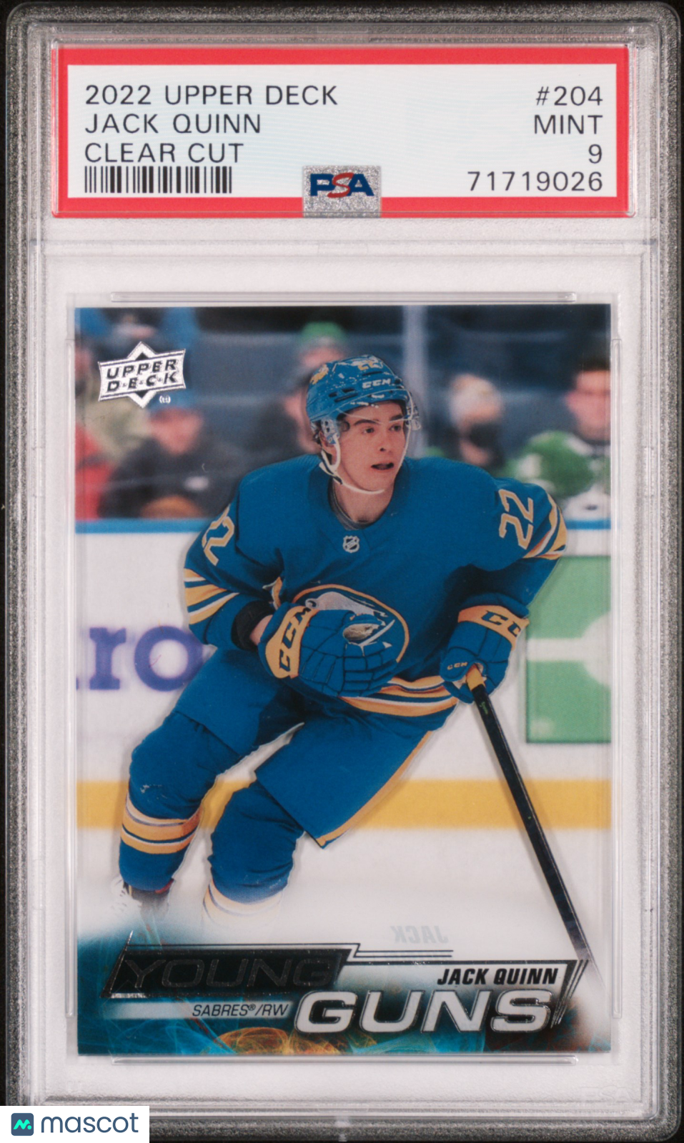 2022 Upper Deck Jack Quinn #204 Clear Cut PSA 9