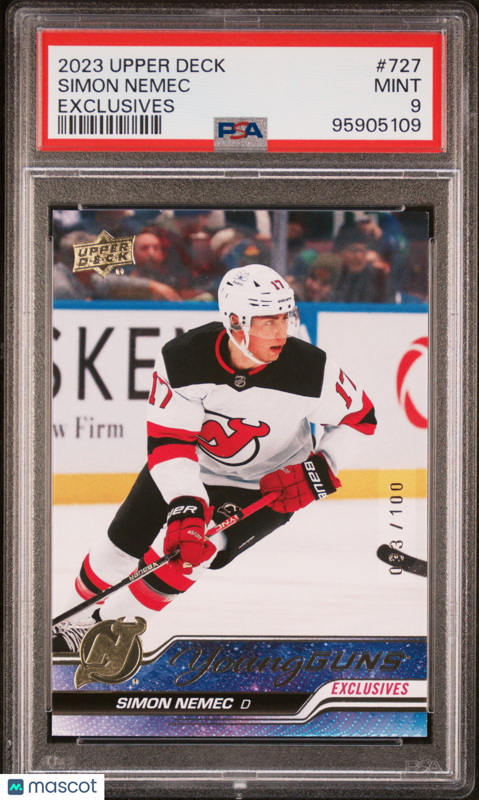 2023 Upper Deck Simon Nemec #727 Exclusives 033 / 100 PSA 9