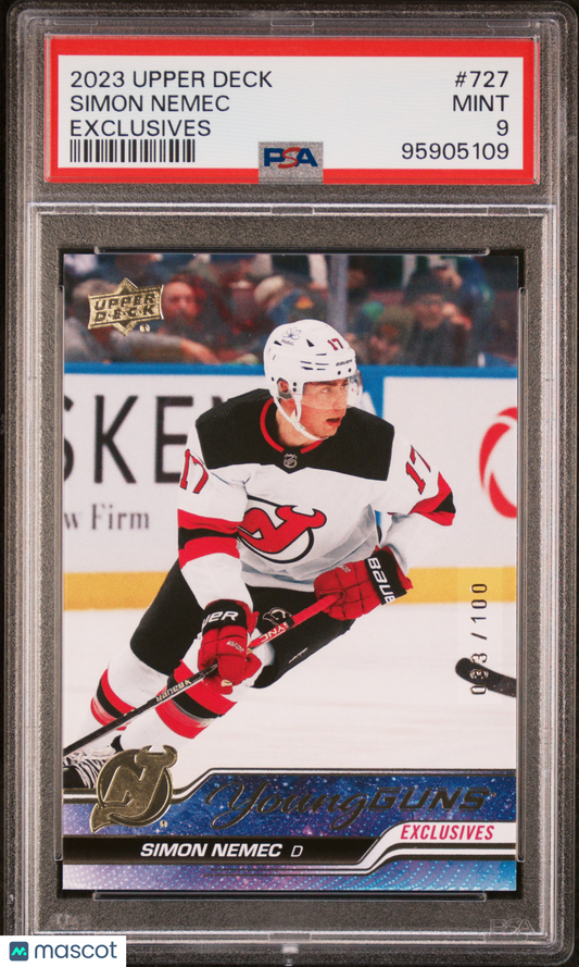 2023 Upper Deck Simon Nemec #727 Exclusives 033 / 100 PSA 9