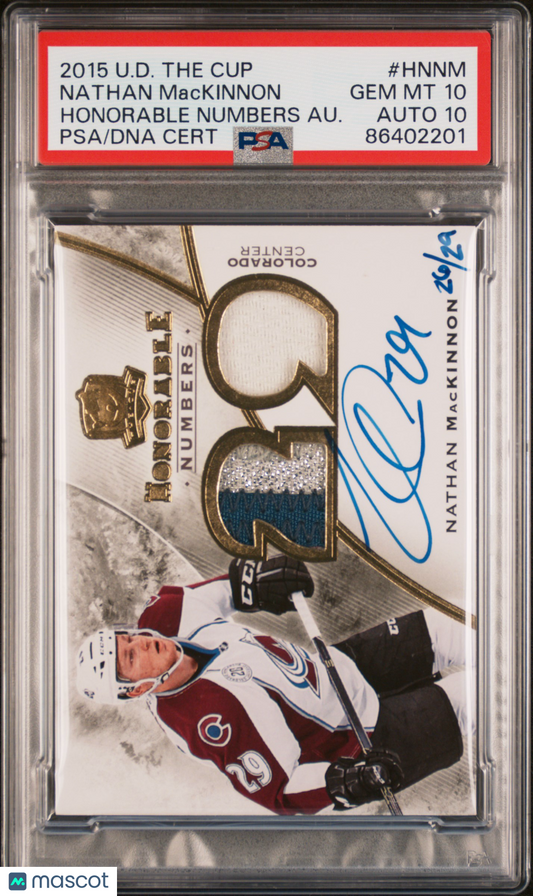 2015 Upper Deck The Cup Honorable Numbers Autograph Nathan Mackinnon #HNNM Au. PSA 10 Auto 10
