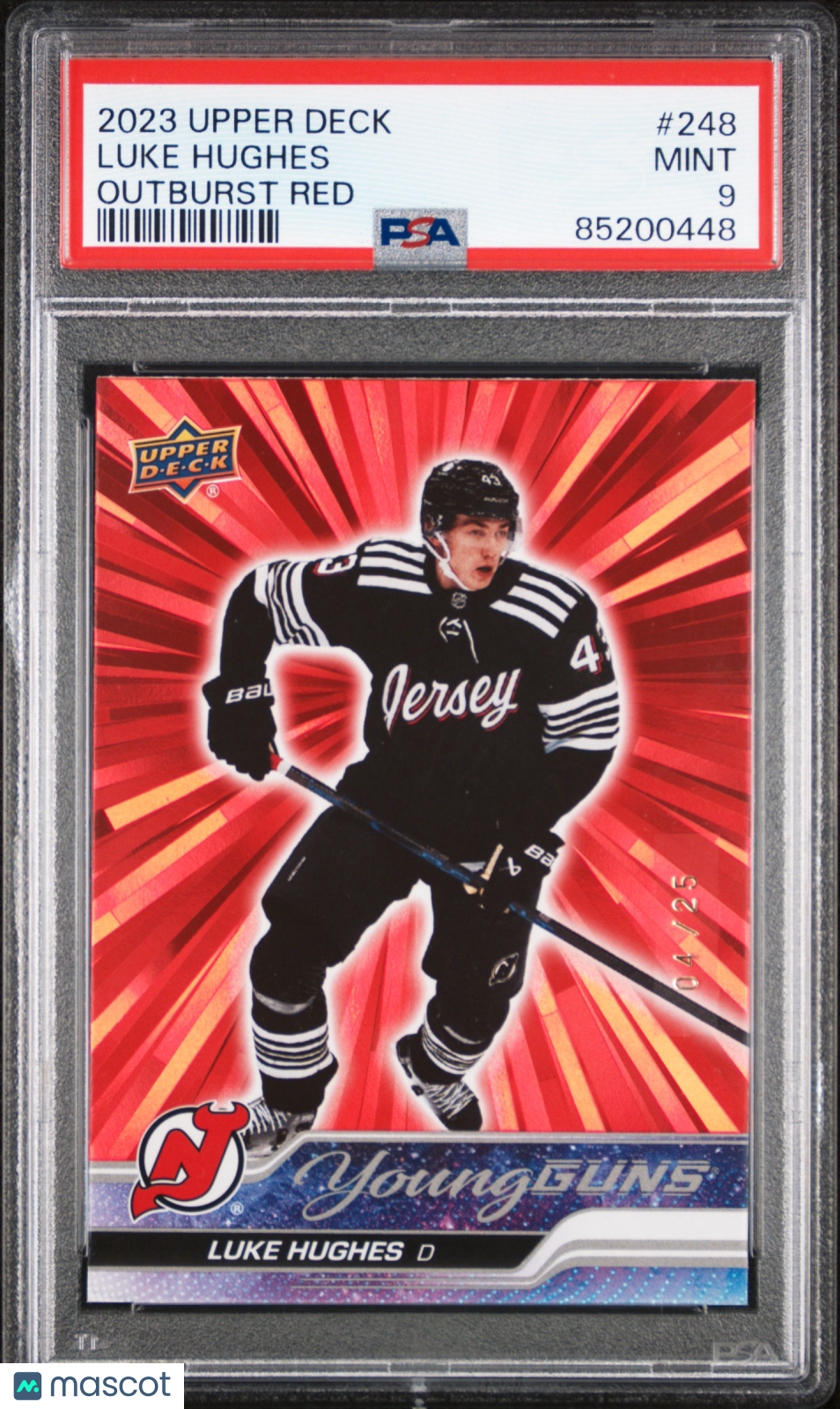 2023 Upper Deck Luke Hughes #248 Outburst Red PSA 9