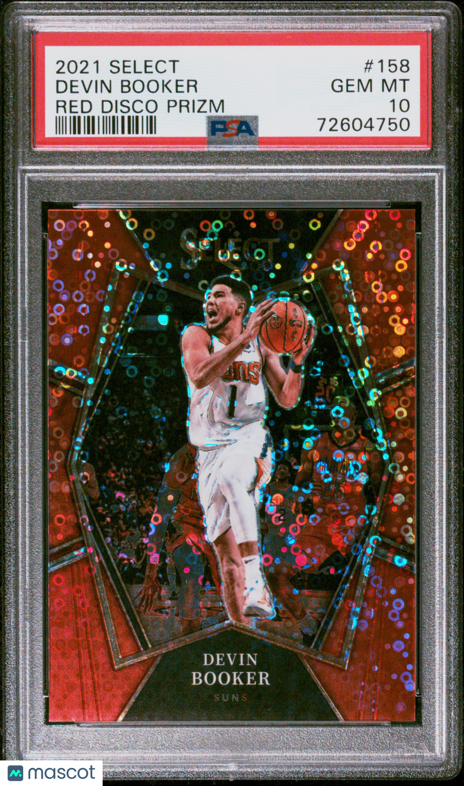 2021 Panini Select Devin Booker #158 Red Disco Prizm PSA 10