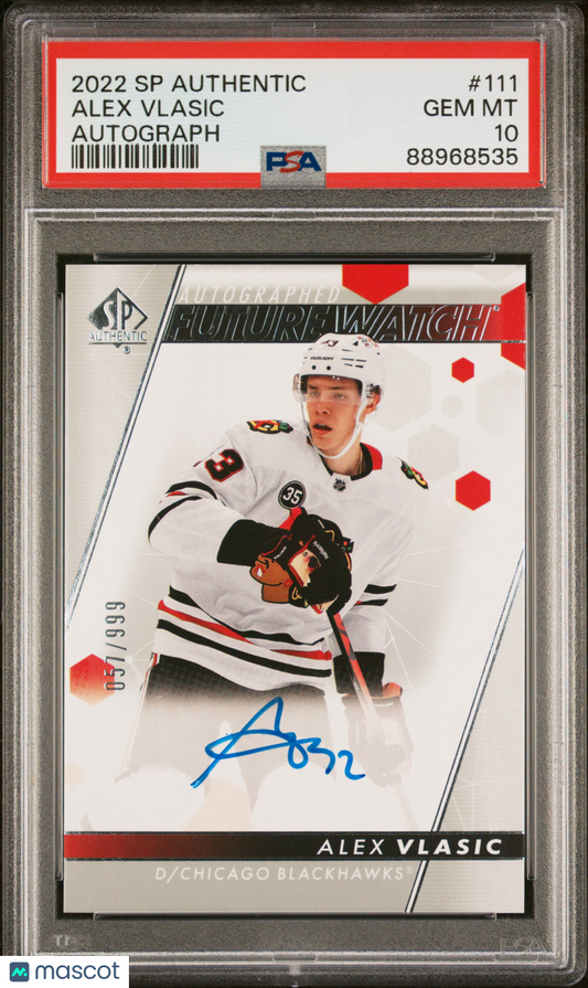 2022 SP Authentic Alex Vlasic #111 Autograph 051/999 PSA 10